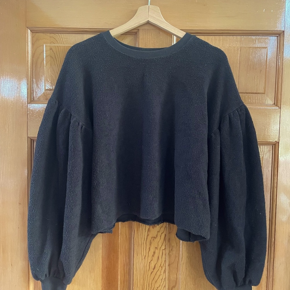 Free people Terry crop ballon sleeve sweatshirt